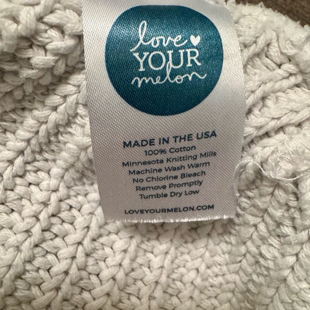 Love Your Melon‎ White Knit Beanie
